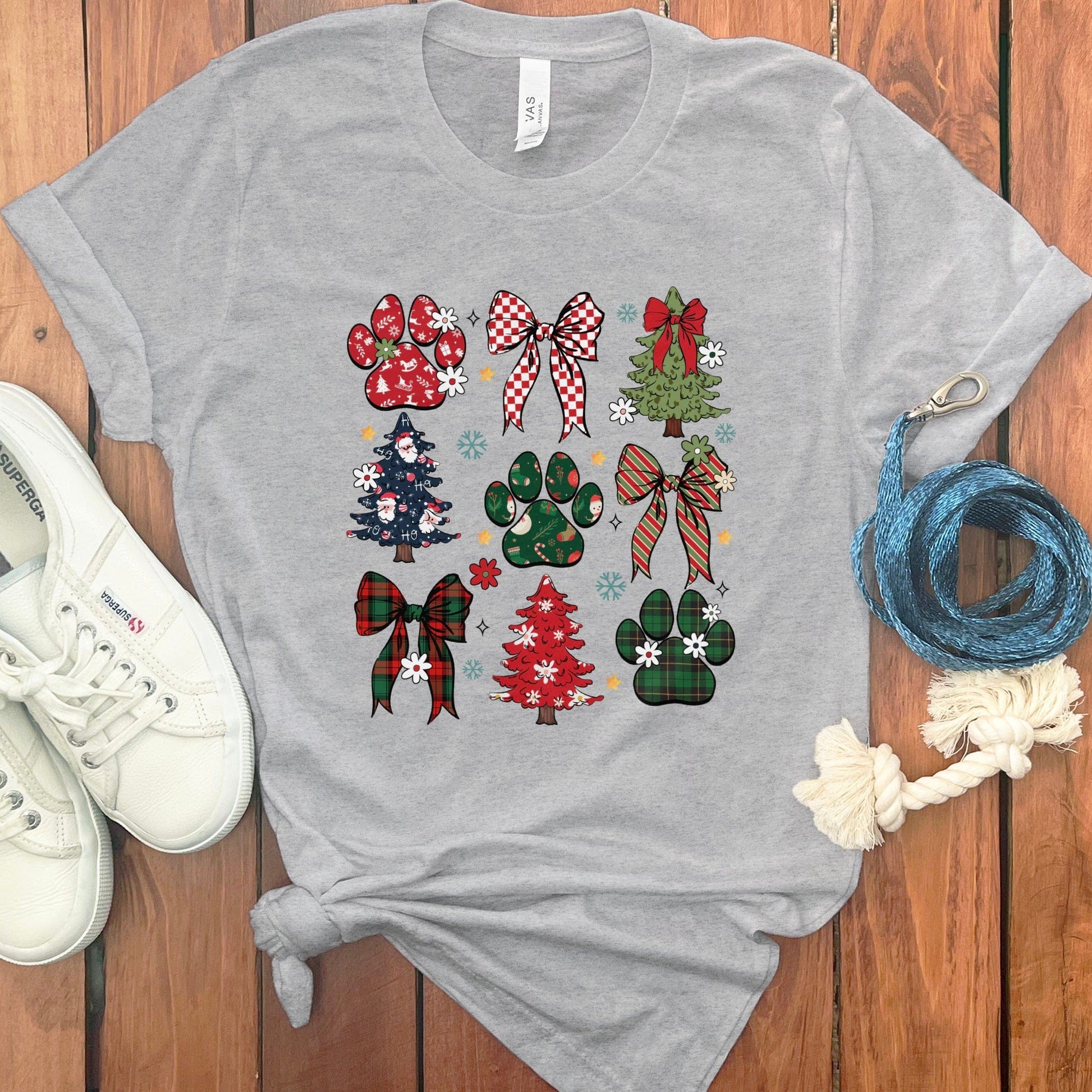 Festive Christmas Themed Patterned Paws Print Shirt Product