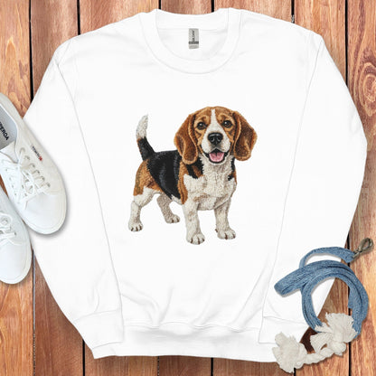 Beagle Dog Design Printed White Sweatshirt product