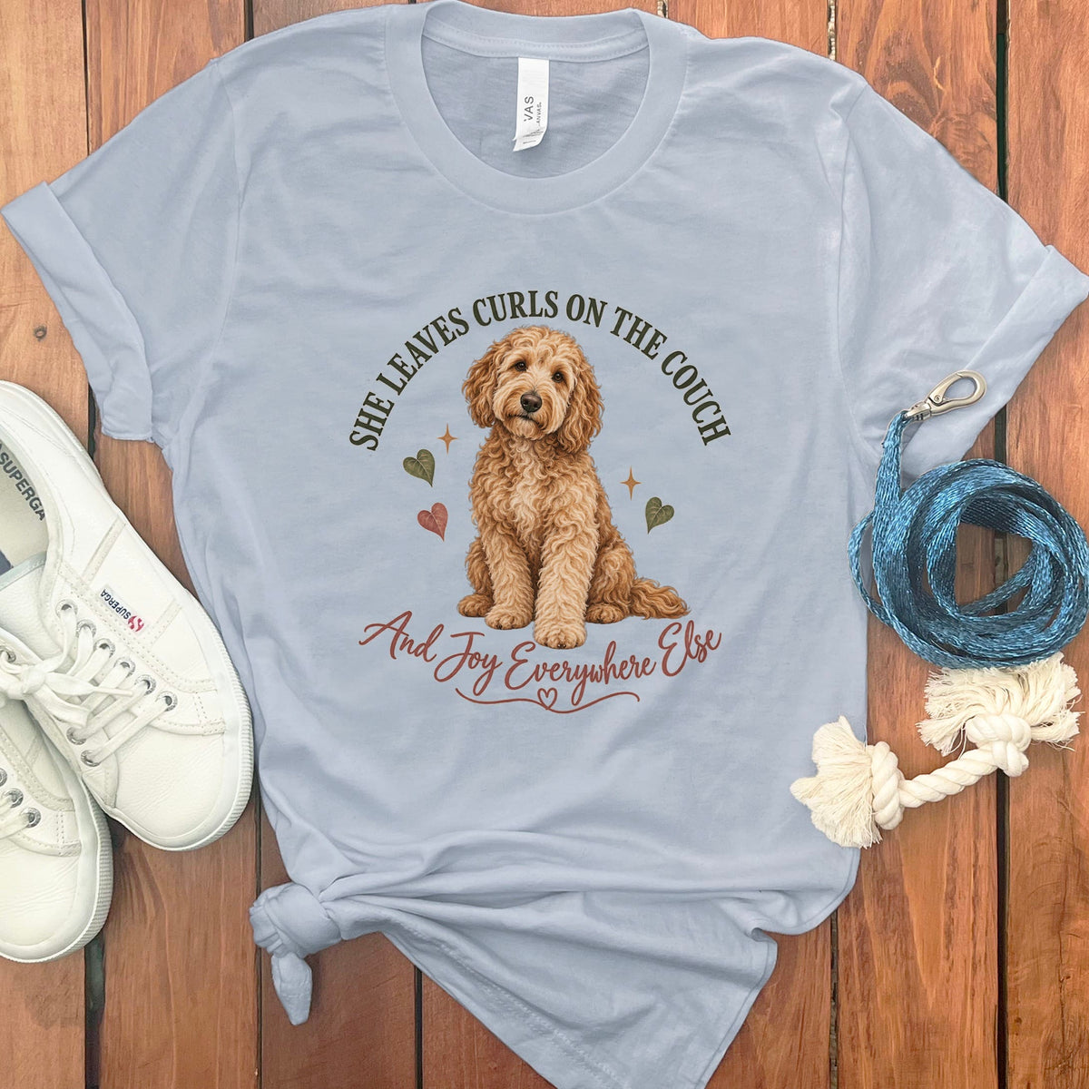 Couch Curls Doodle T-Shirt in Light Blue / S by Puppy Jo