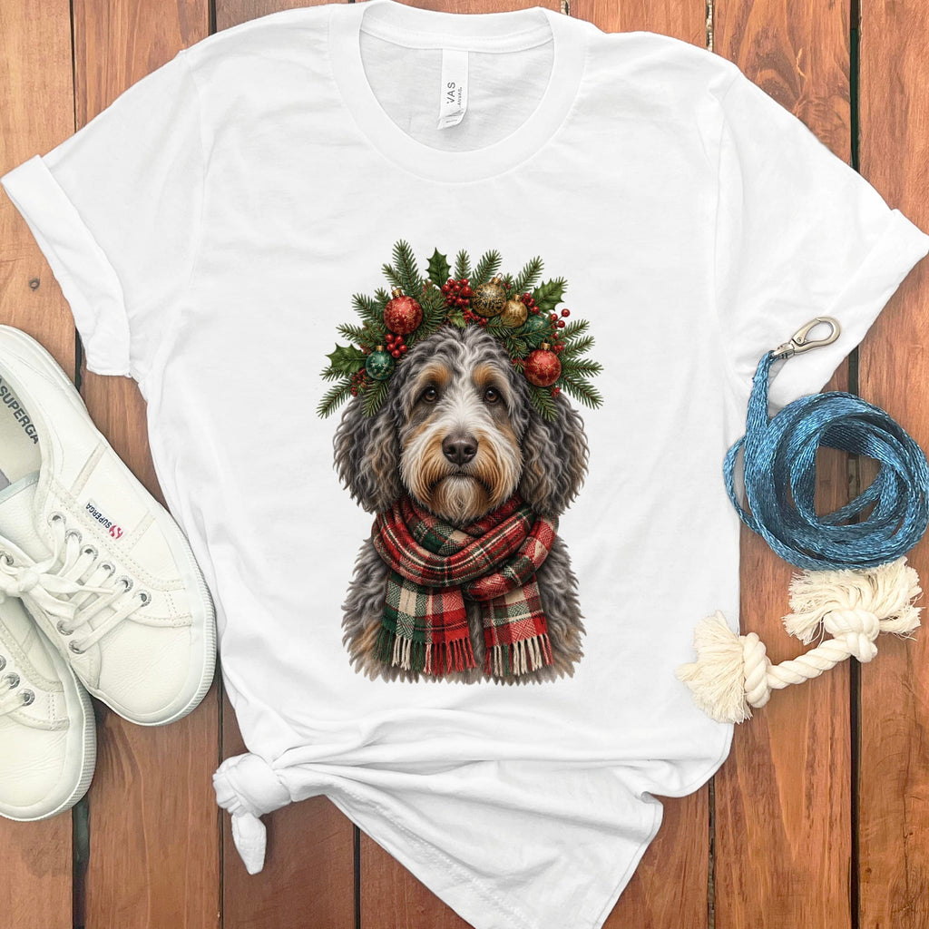 Aussiedoodle Holiday Crown T-Shirt in White / S by Puppy Jo