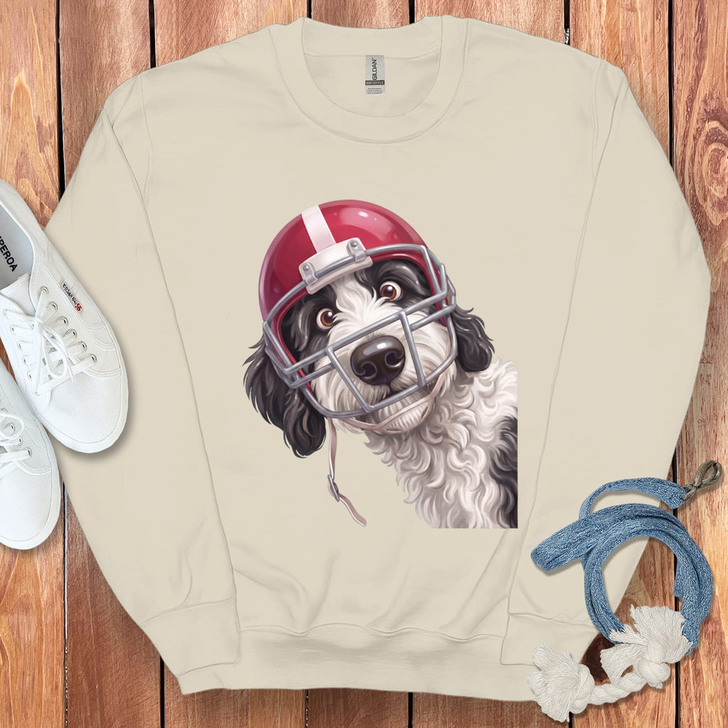 Sheepadoodle Football Helmet Sweatshirt in Sand / S by Puppy Jo