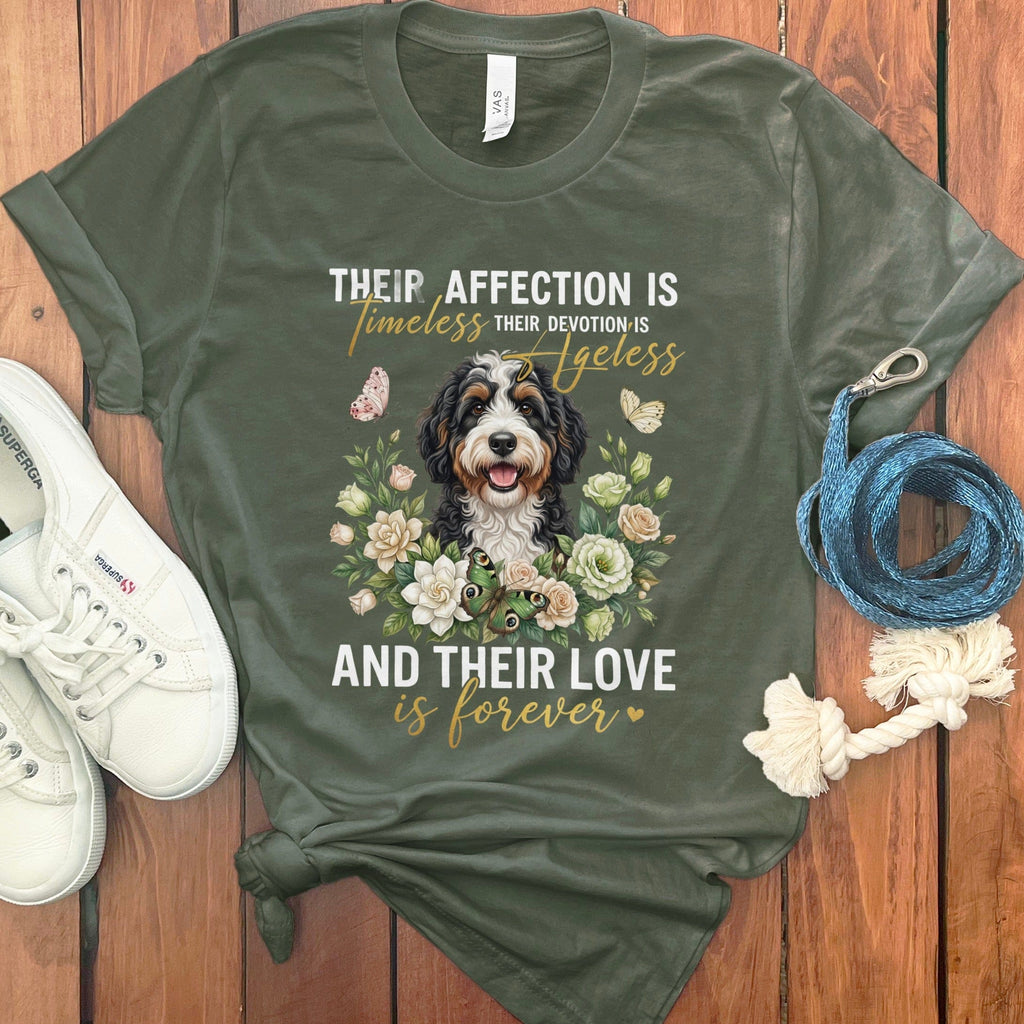 Bernedoodle Affection T-Shirt in Military Green / M by Puppy Jo