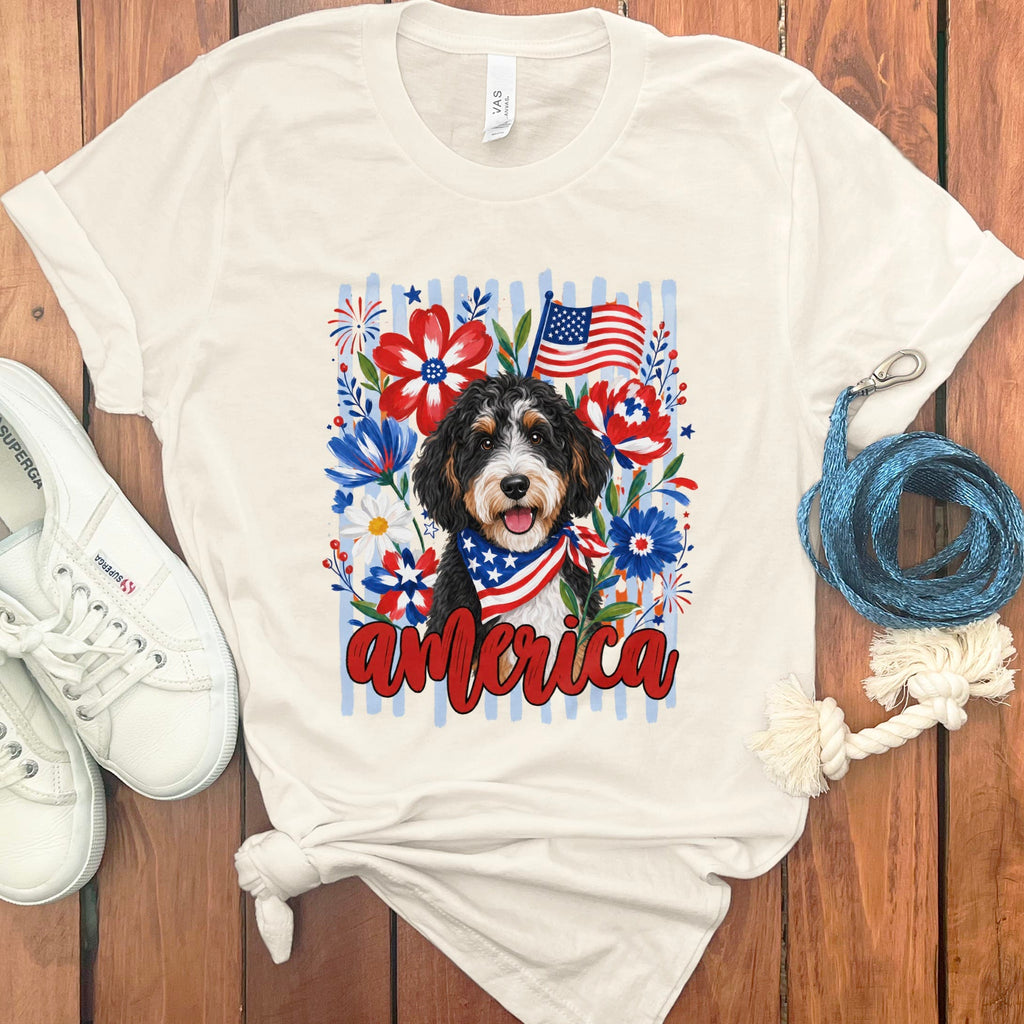 Bernedoodle America T-Shirt in Natural / S by Puppy Jo