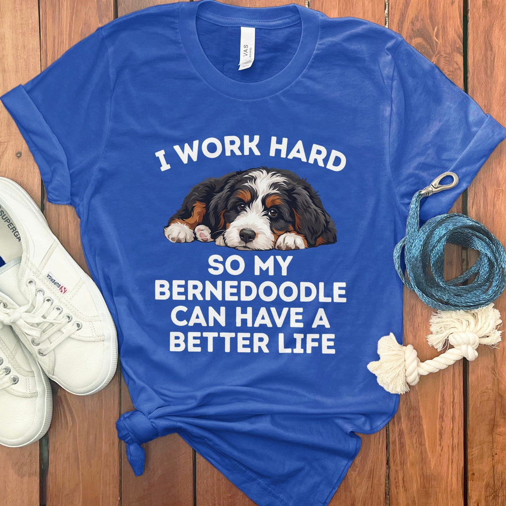 Bernedoodle Better Life Dog T-Shirt in True Royal / S by Puppy Jo