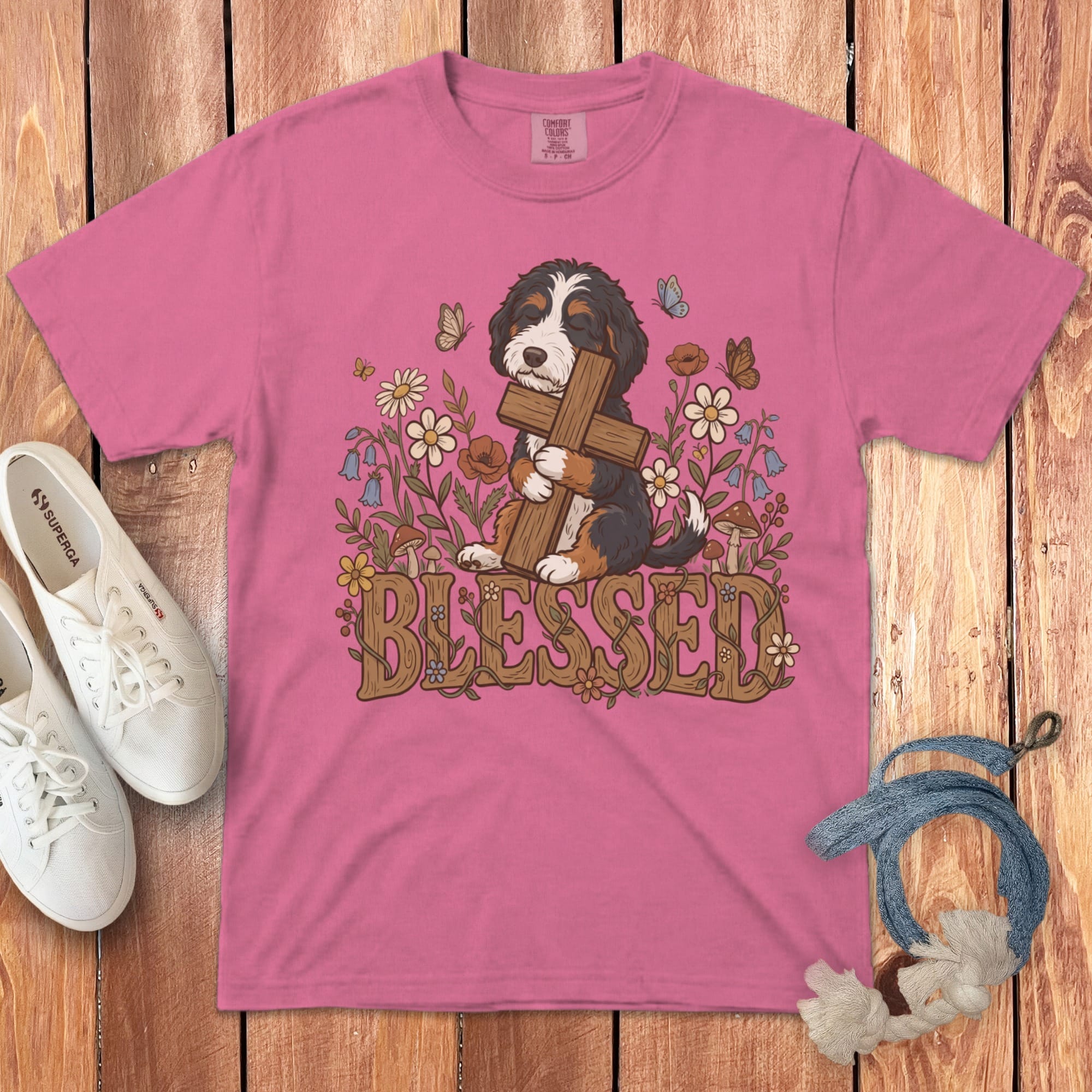 Bernedoodle Blessed Signature T-Shirt in Crunchberry / S by Puppy Jo