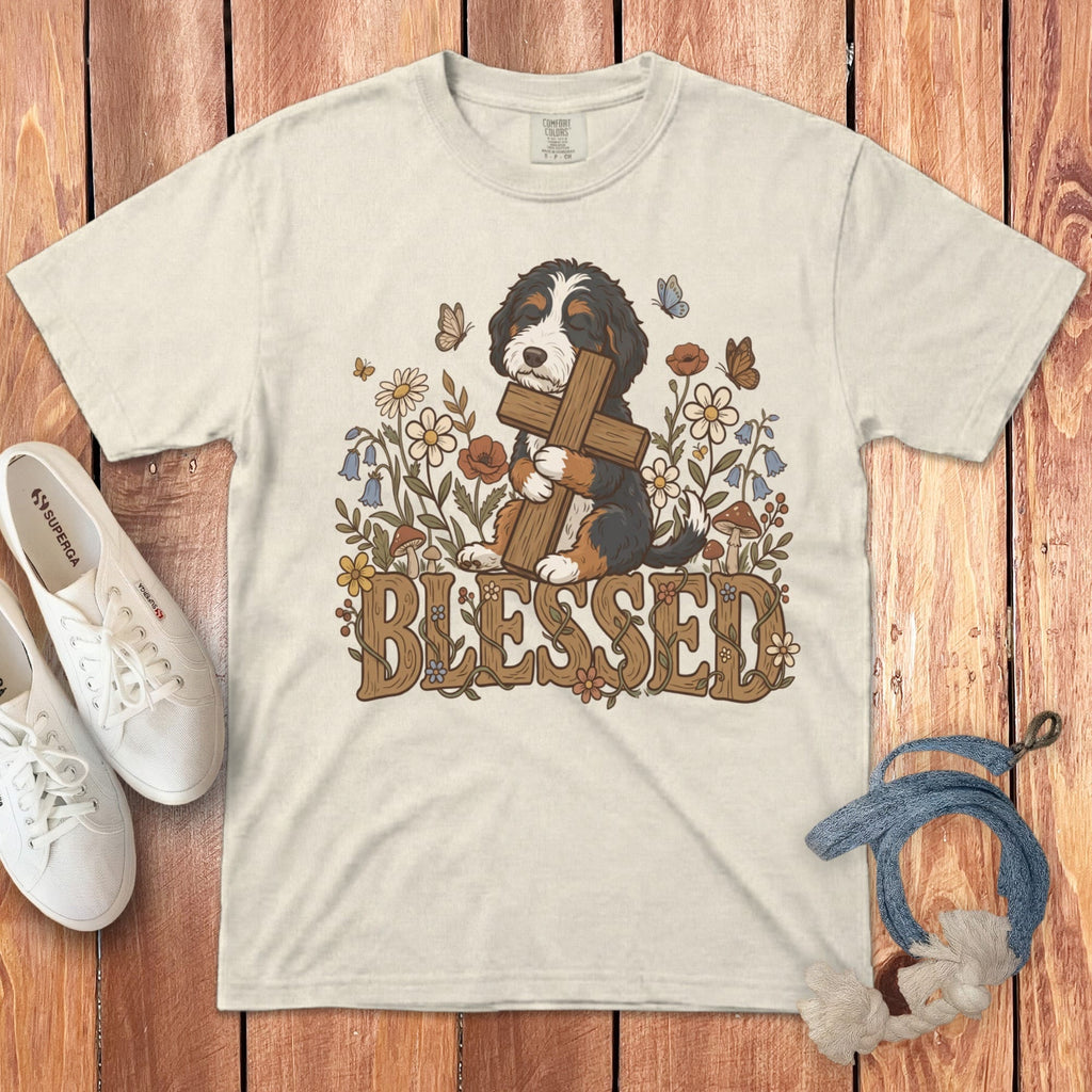 Bernedoodle Blessed Signature T-Shirt in Ivory / S by Puppy Jo