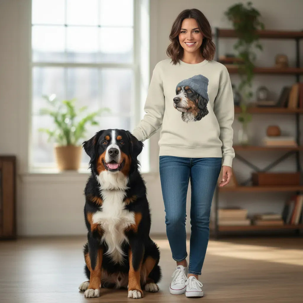 Bernedoodle Blue Cap Sweatshirt in by Puppy Jo