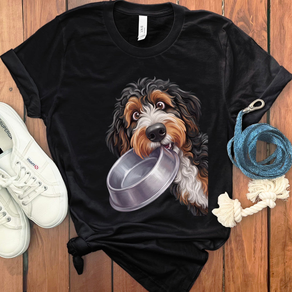 Bernedoodle Bowl T-Shirt in Black / S by Puppy Jo