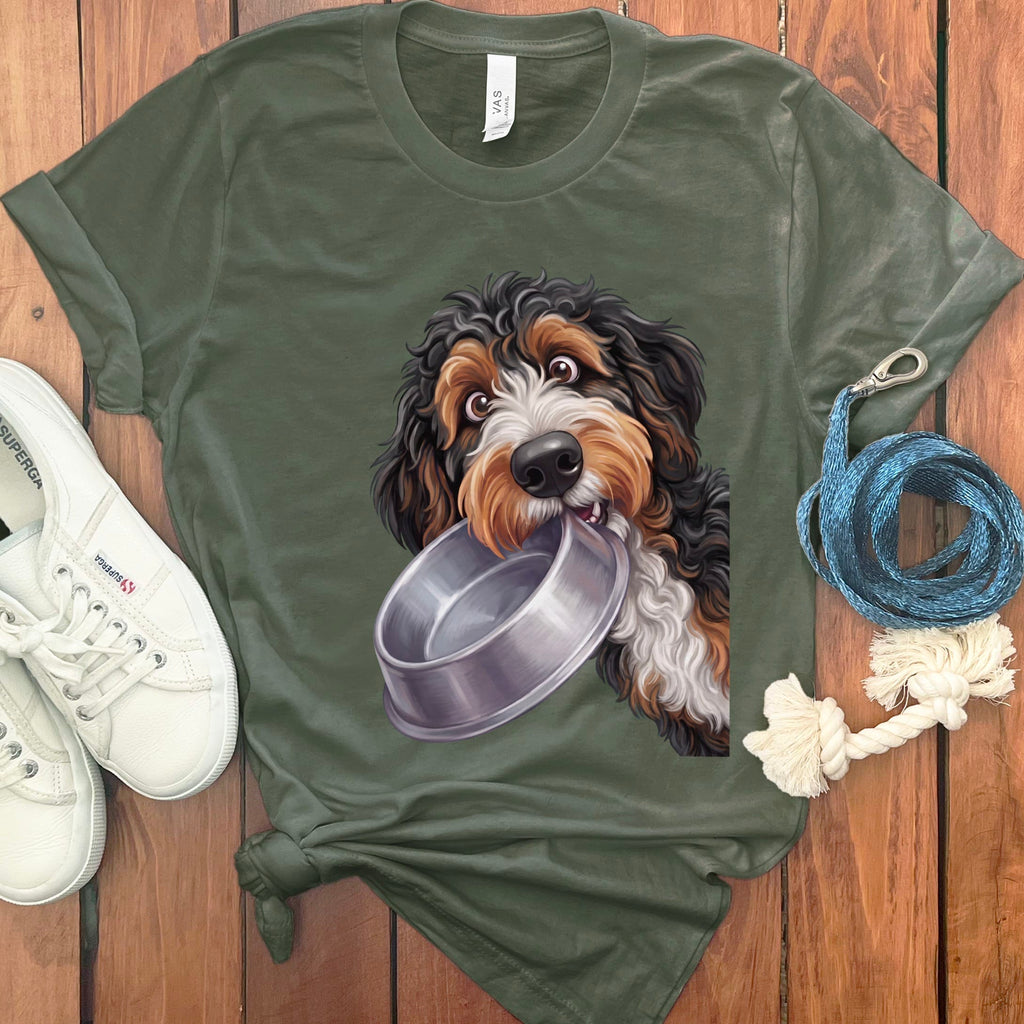 Bernedoodle Bowl T-Shirt in Military Green / S by Puppy Jo