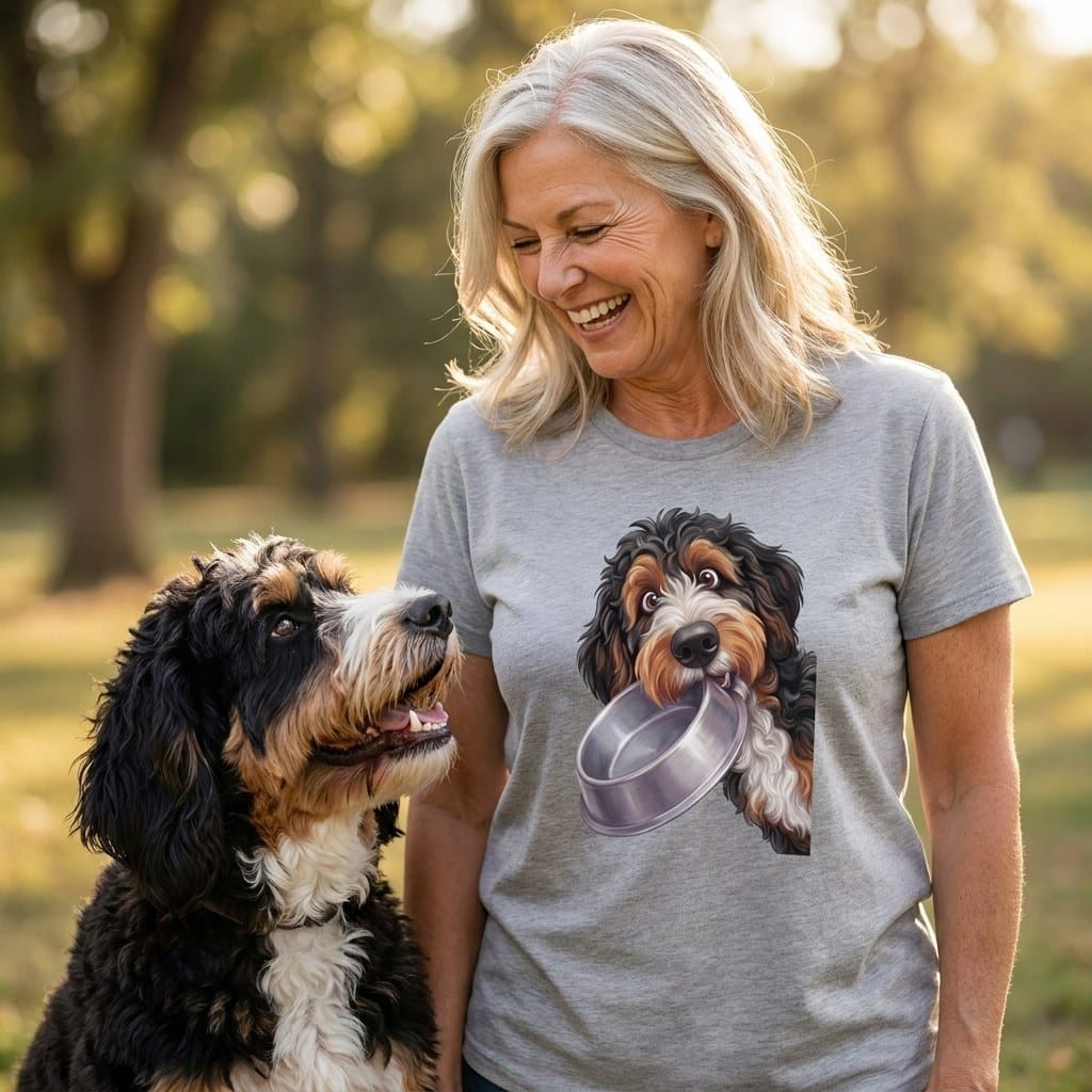 Bernedoodle Bowl T-Shirt in by Puppy Jo