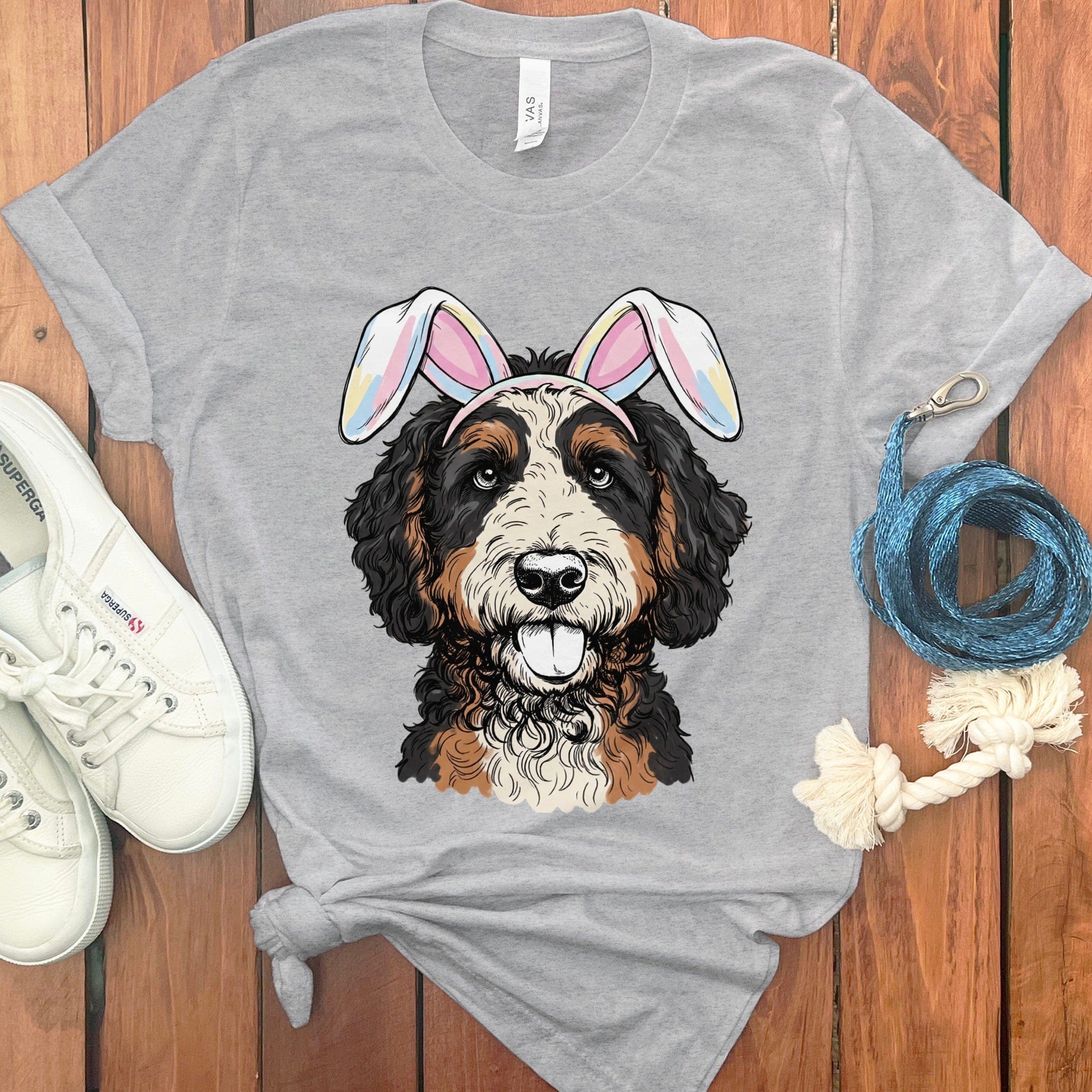 Bernedoodle Bunny T-Shirt in Athletic Heather / S by Puppy Jo