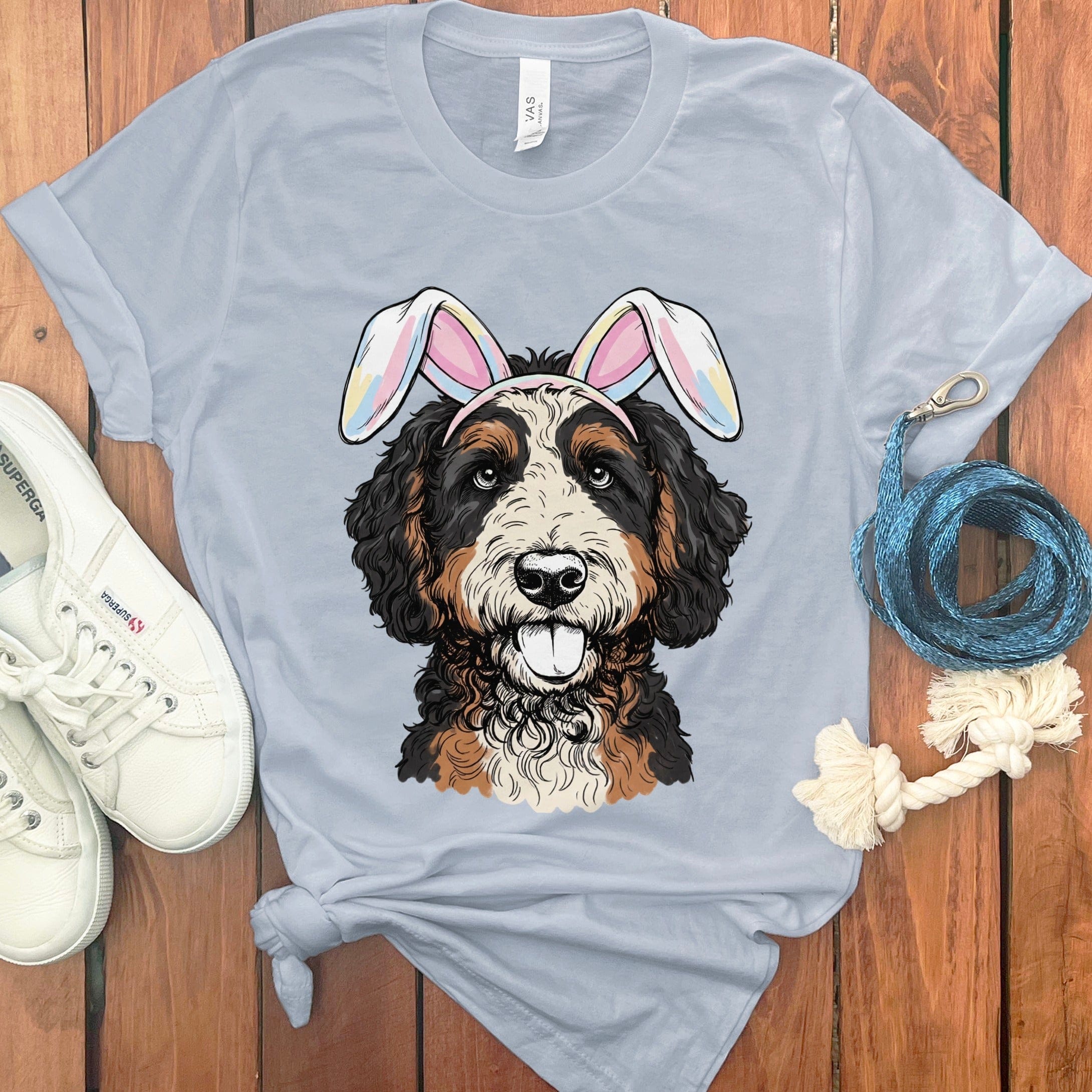 Bernedoodle Bunny T-Shirt in Light Blue / M by Puppy Jo