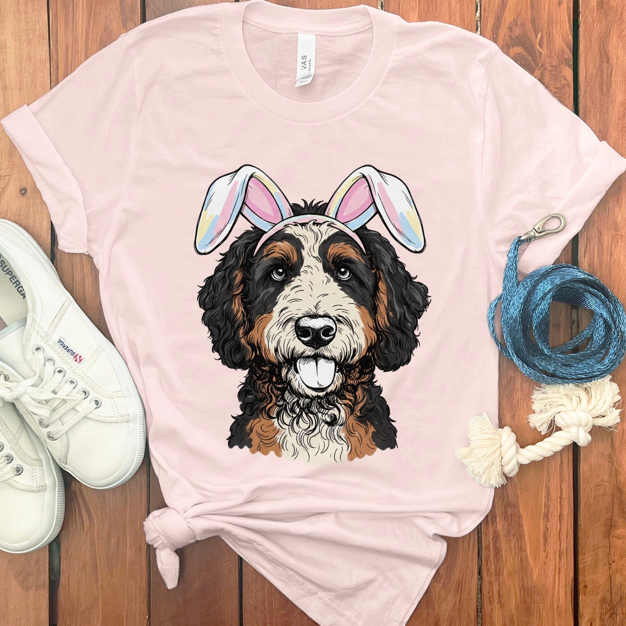Bernedoodle Bunny T-Shirt in Soft Pink / S by Puppy Jo