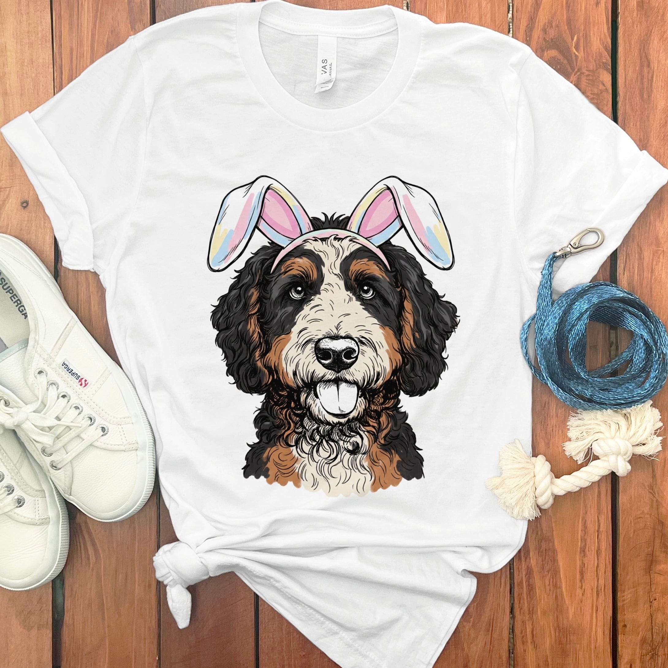 Bernedoodle Bunny T-Shirt in White / S by Puppy Jo