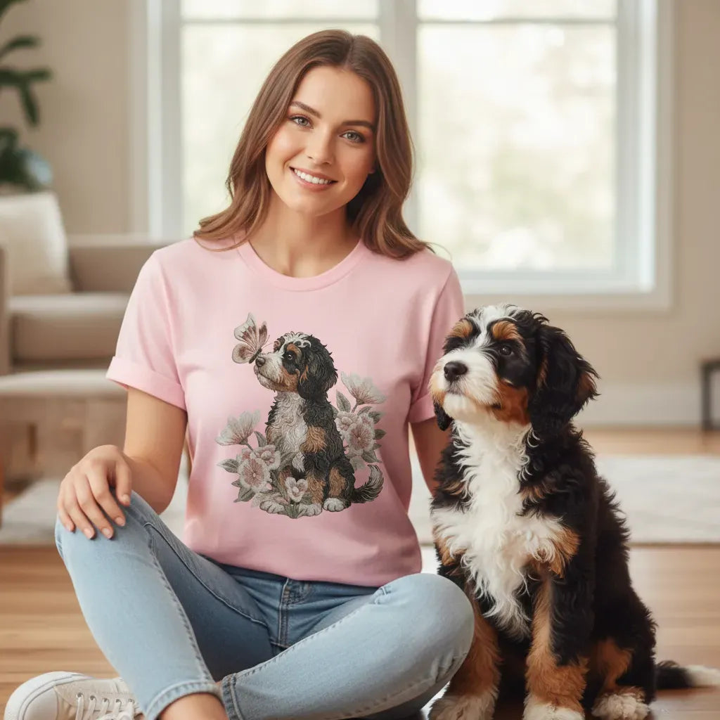 Bernedoodle Butterfly Kiss T-Shirt in by Puppy Jo