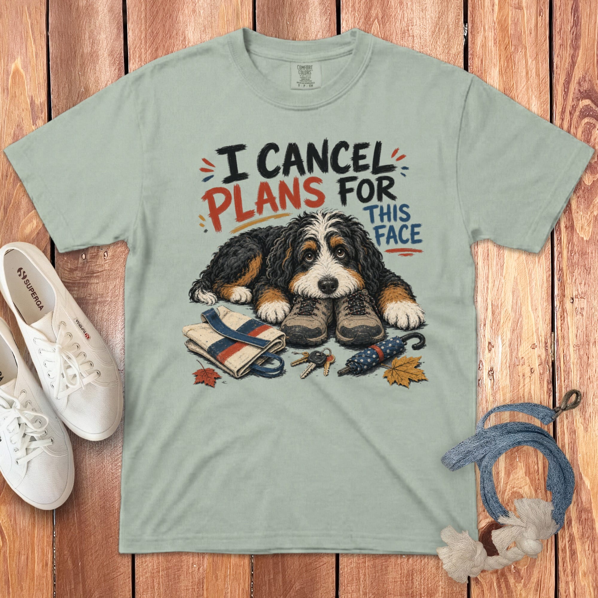 Bernedoodle Cancel Plans Signature T-Shirt in Bay / S by Puppy Jo