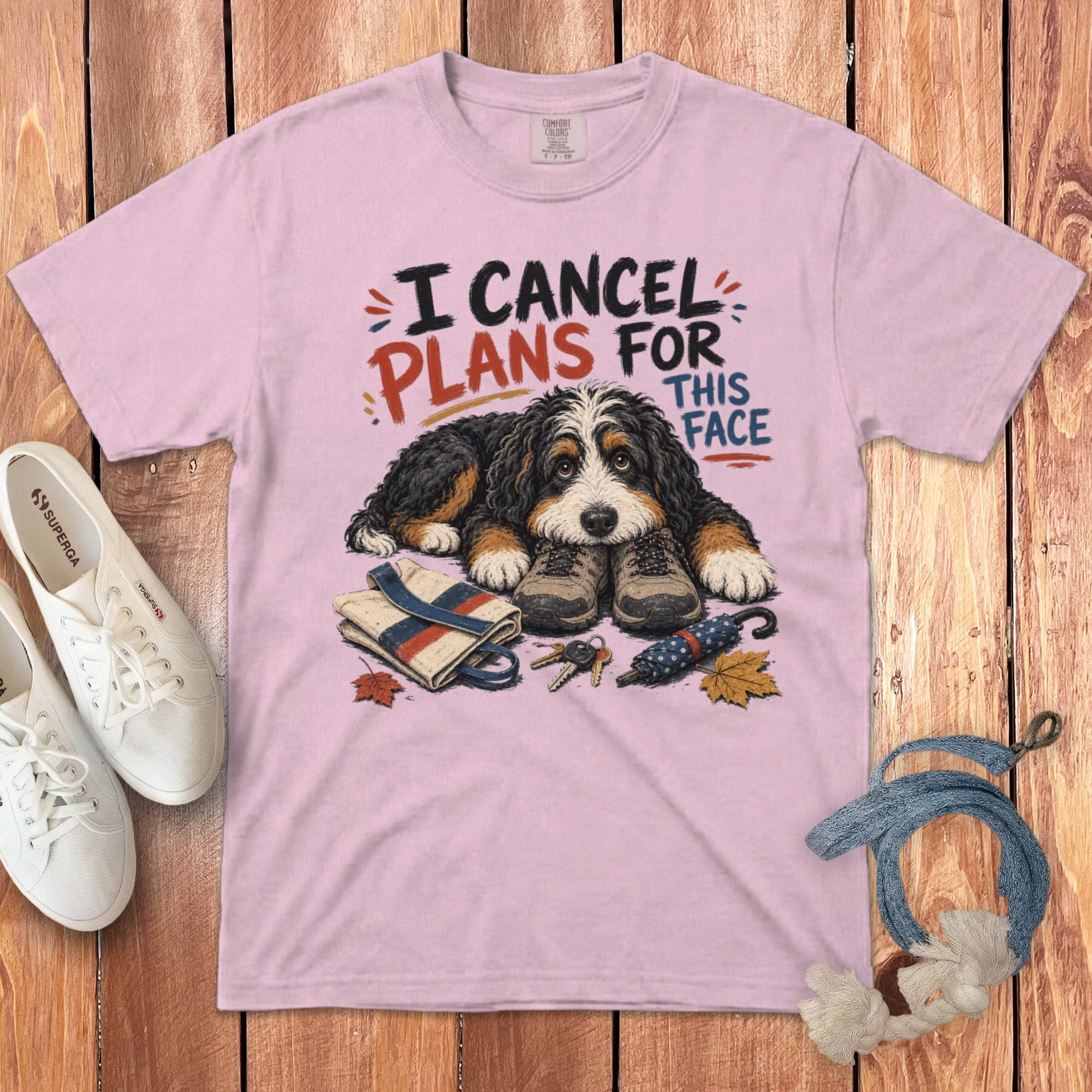 Bernedoodle Cancel Plans Signature T-Shirt in Blossom / S by Puppy Jo