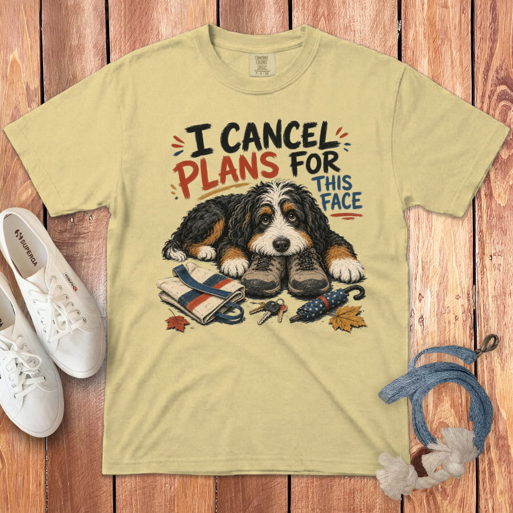 Bernedoodle Cancel Plans Signature T-Shirt in Butter / S by Puppy Jo