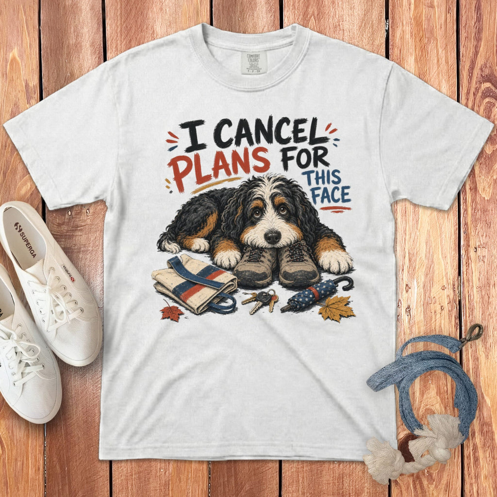 Bernedoodle Cancel Plans Signature T-Shirt in White / S by Puppy Jo