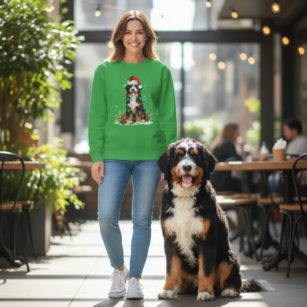 Bernedoodle Christmas Light Sweatshirt in by Puppy Jo