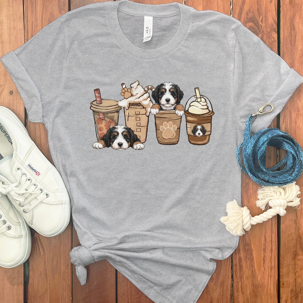 Bernedoodle Coffee T-Shirt in Athletic Heather / S by Puppy Jo