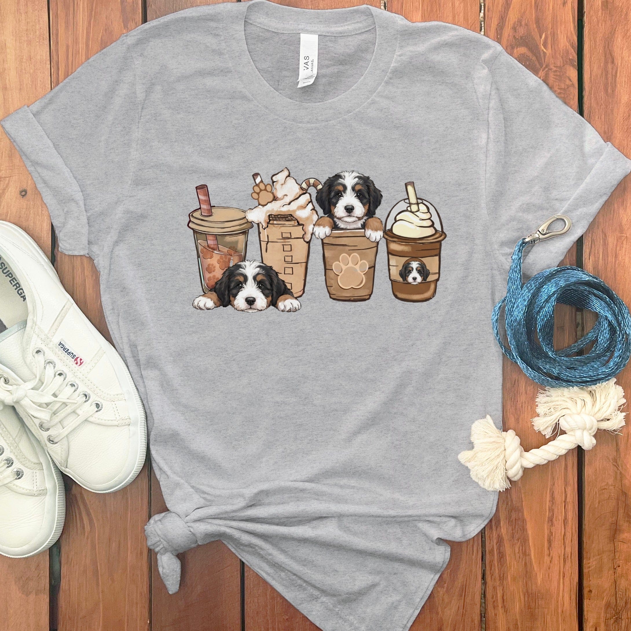 Bernedoodle Coffee T-Shirt in Athletic Heather / S by Puppy Jo
