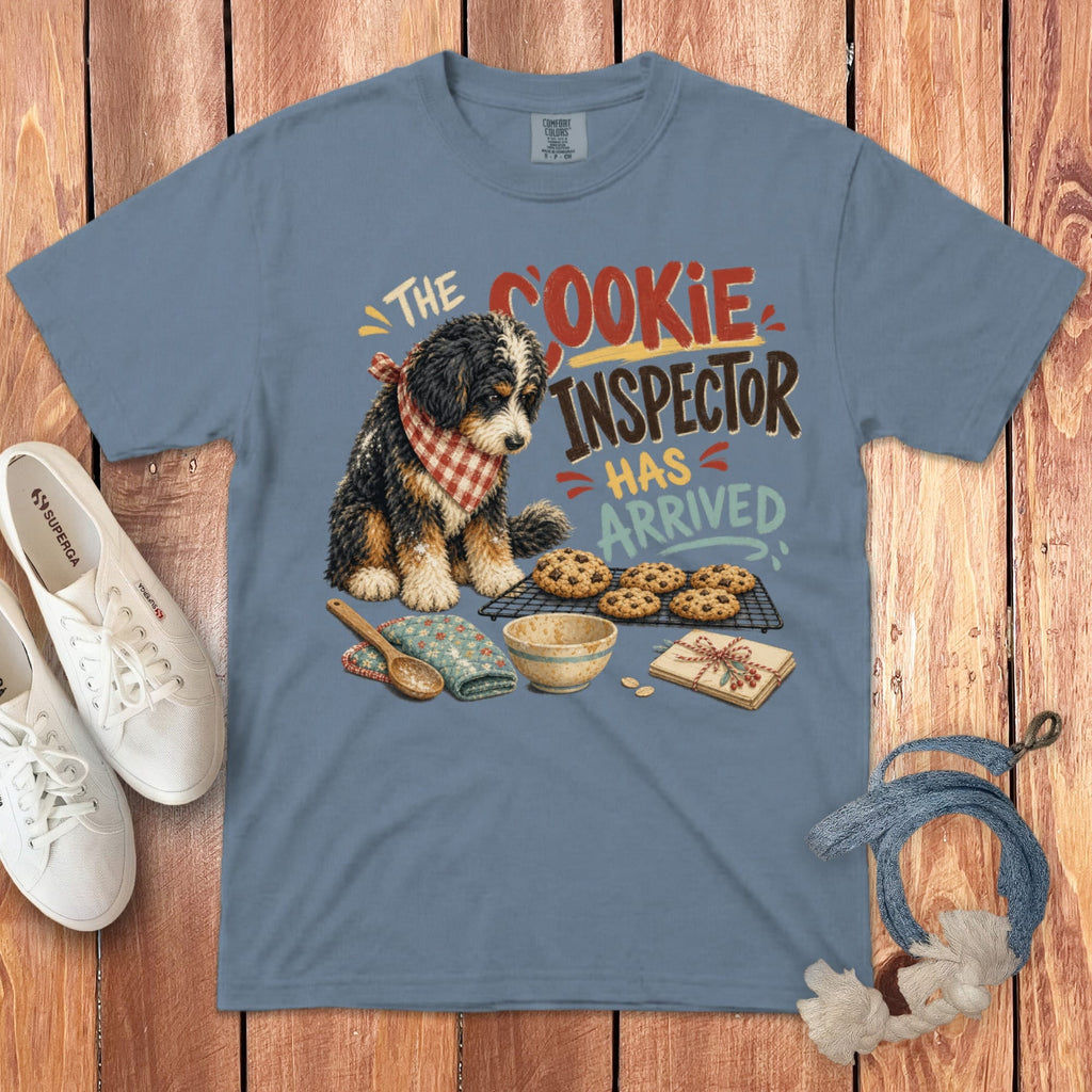 Bernedoodle Cookie Inspector Signature T-Shirt in Blue Jean / S by Puppy Jo