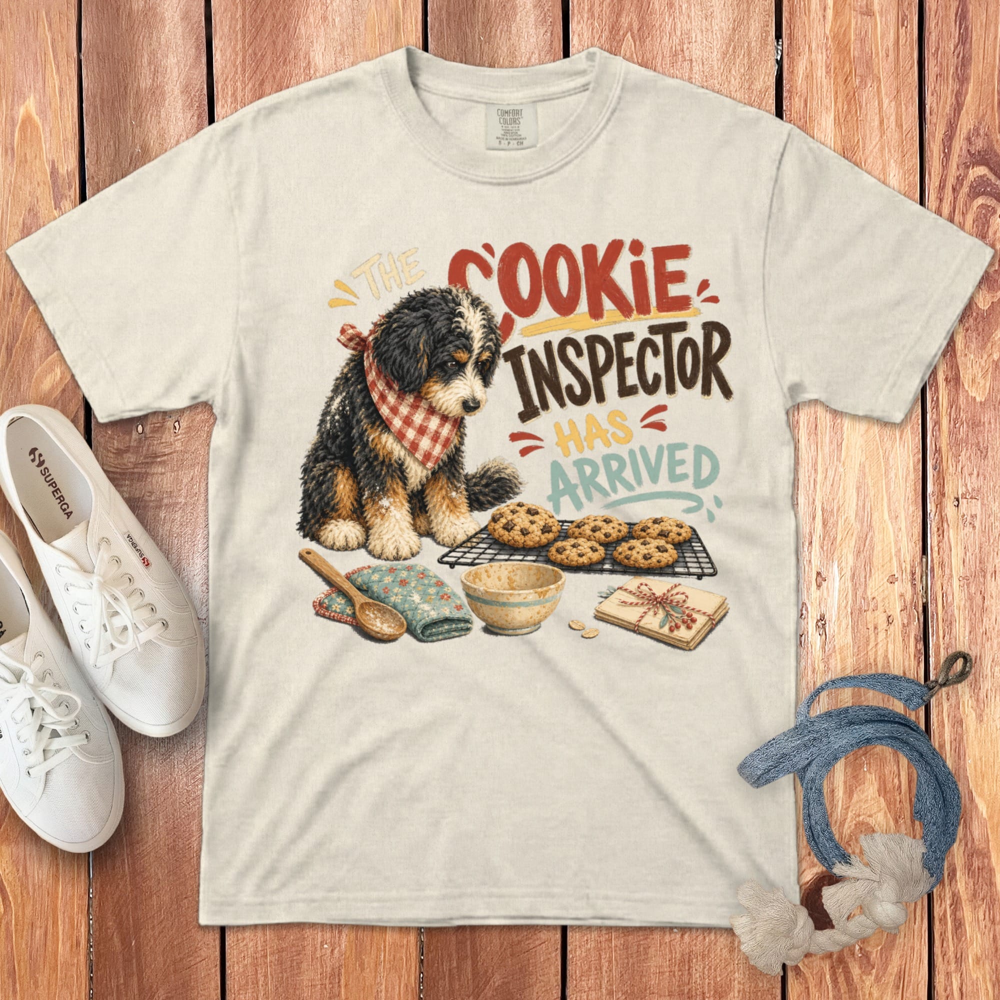 Bernedoodle Cookie Inspector Signature T-Shirt in Ivory / S by Puppy Jo