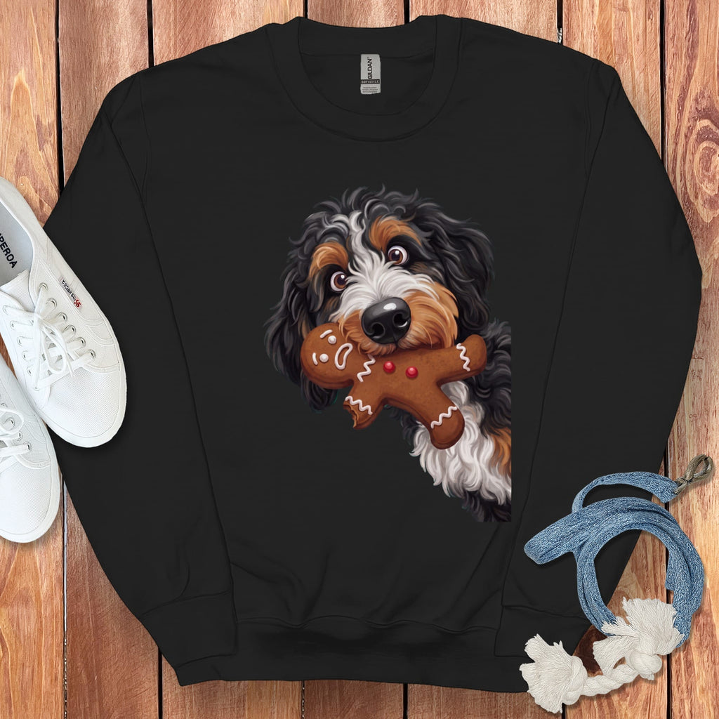 Bernedoodle Cookie Thief Sweatshirt in Black / S by Puppy Jo