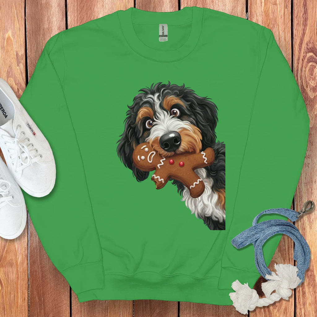 Bernedoodle Cookie Thief Sweatshirt in Irish Green / S by Puppy Jo