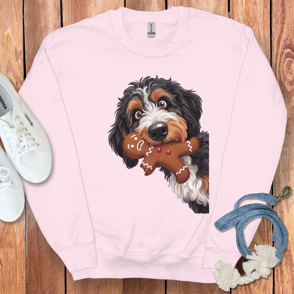 Bernedoodle Cookie Thief Sweatshirt in Light Pink / S by Puppy Jo
