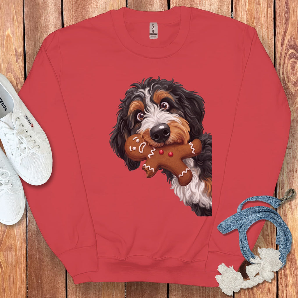 Bernedoodle Cookie Thief Sweatshirt in Red / S by Puppy Jo