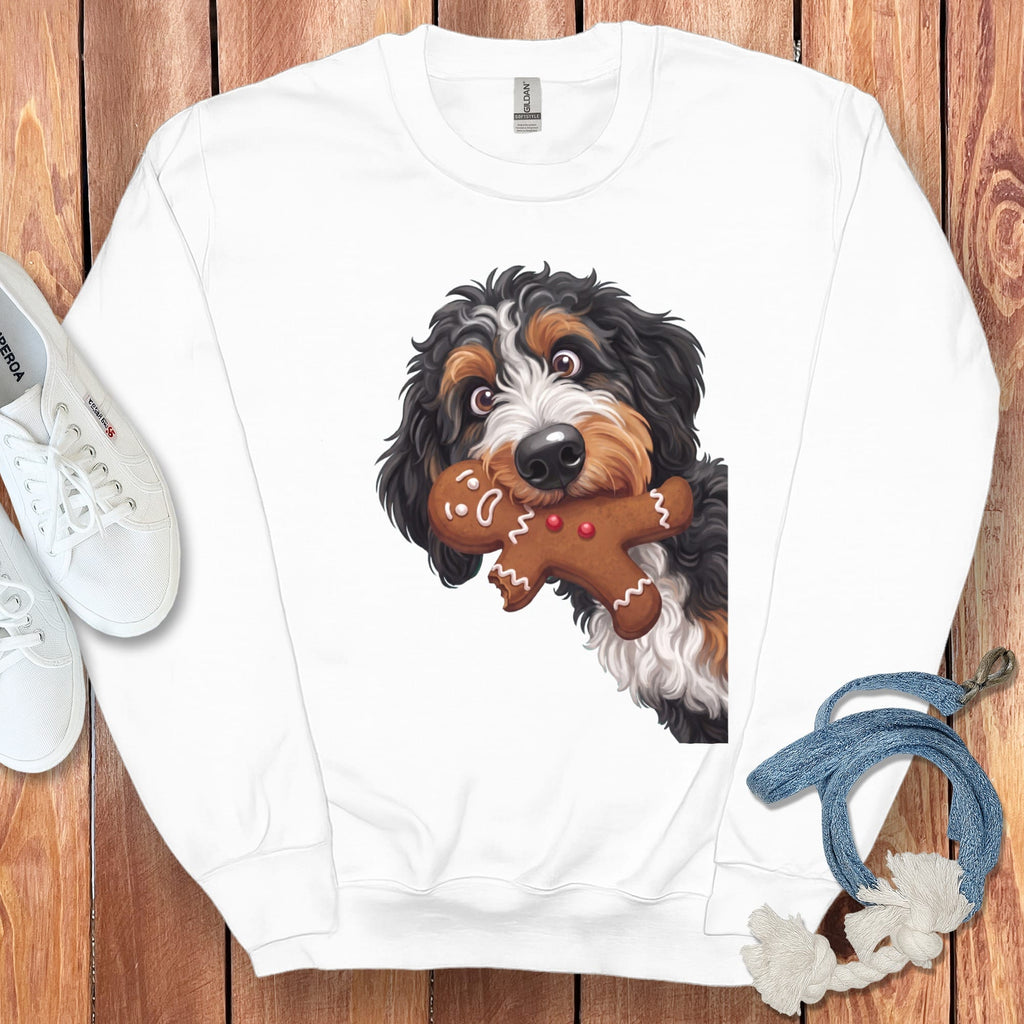 Bernedoodle Cookie Thief Sweatshirt in White / S by Puppy Jo