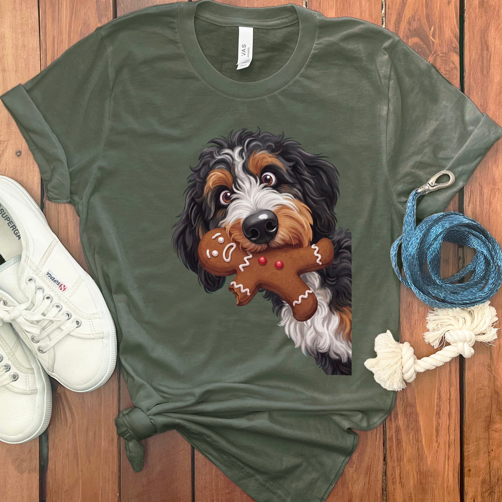 Bernedoodle Cookie Thief T-Shirt in Military Green / S by Puppy Jo