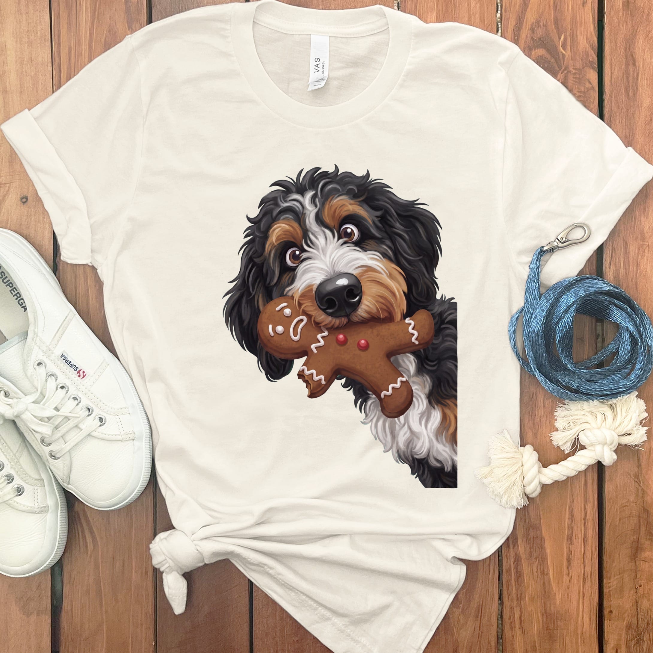 Bernedoodle Cookie Thief T-Shirt in Natural / S by Puppy Jo