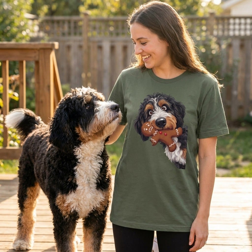 Bernedoodle Cookie Thief T-Shirt in by Puppy Jo