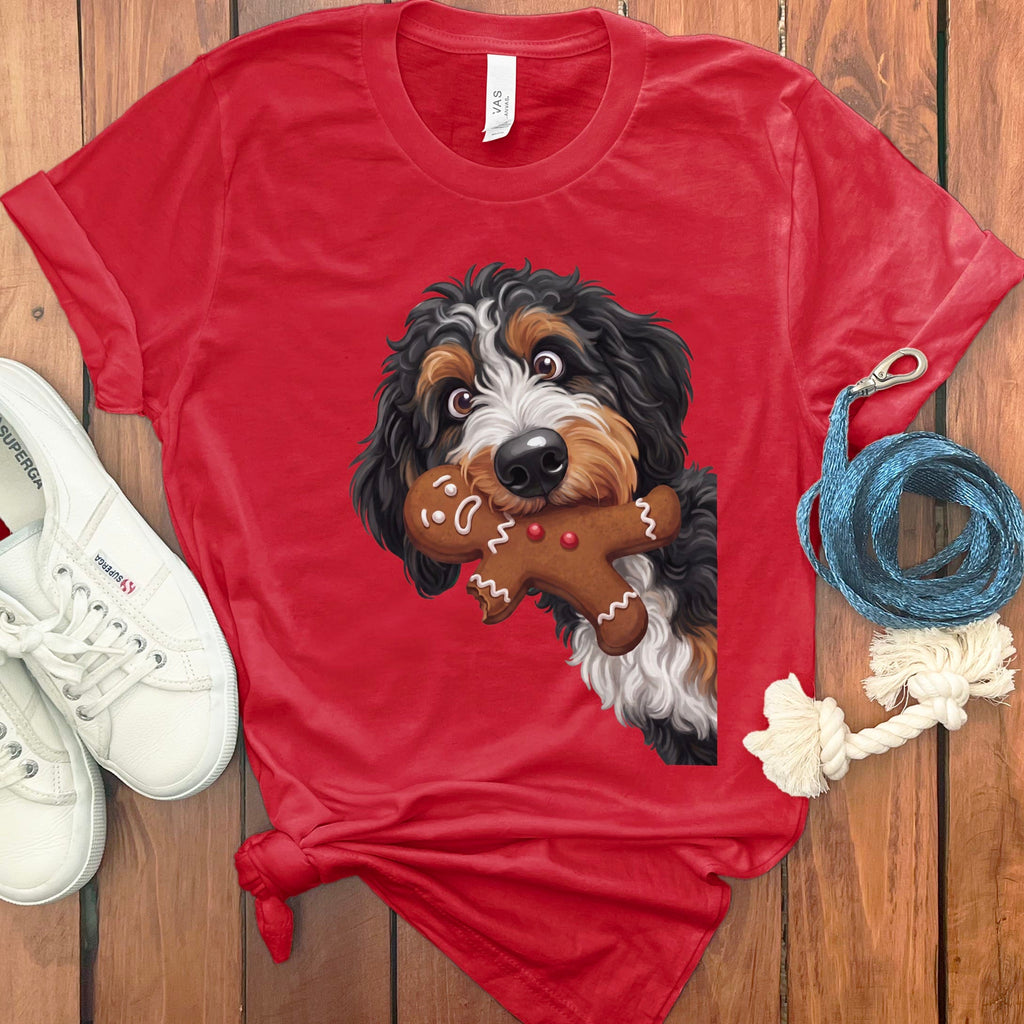 Bernedoodle Cookie Thief T-Shirt in Red / S by Puppy Jo