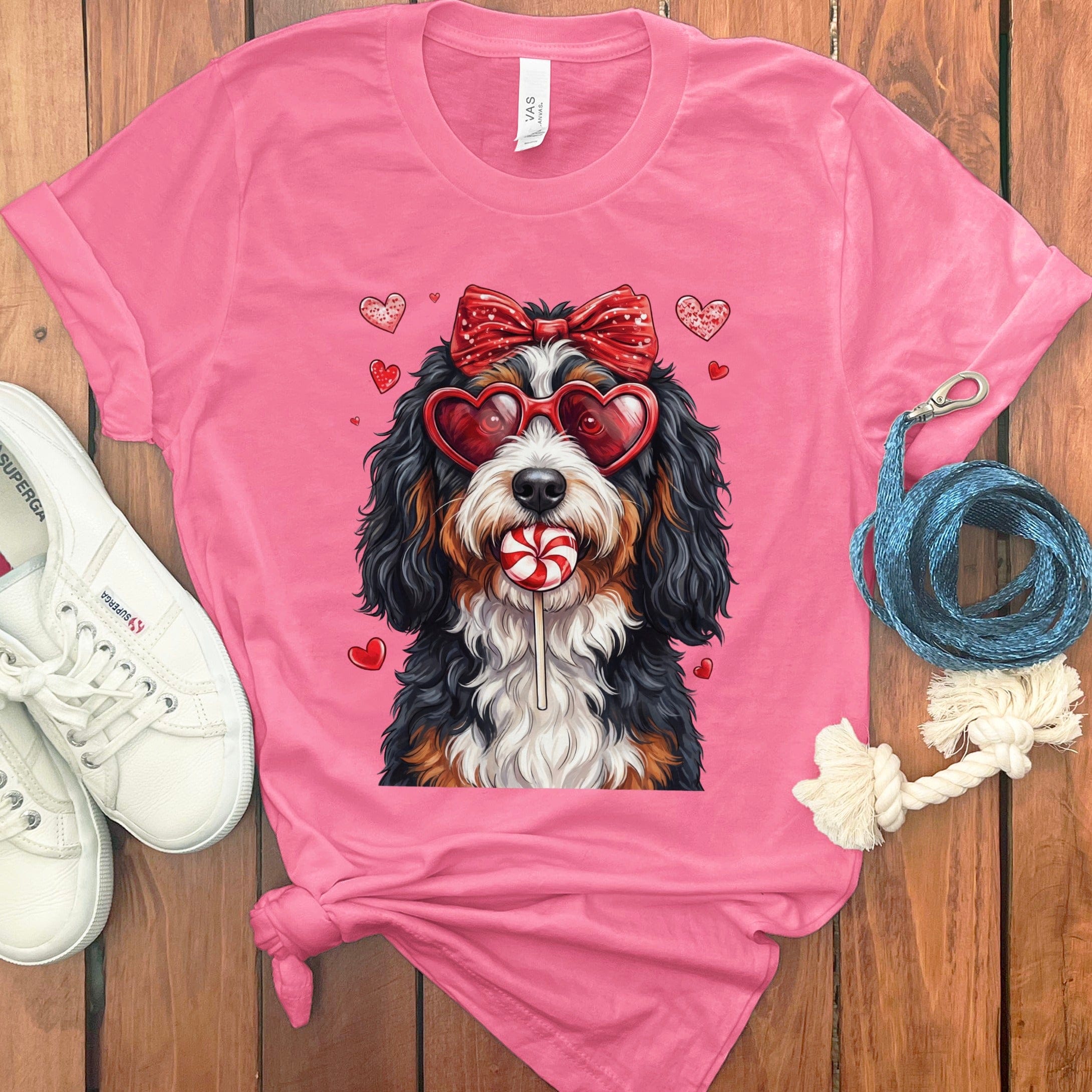 Bernedoodle Coquette T-Shirt in Charity Pink / S by Puppy Jo