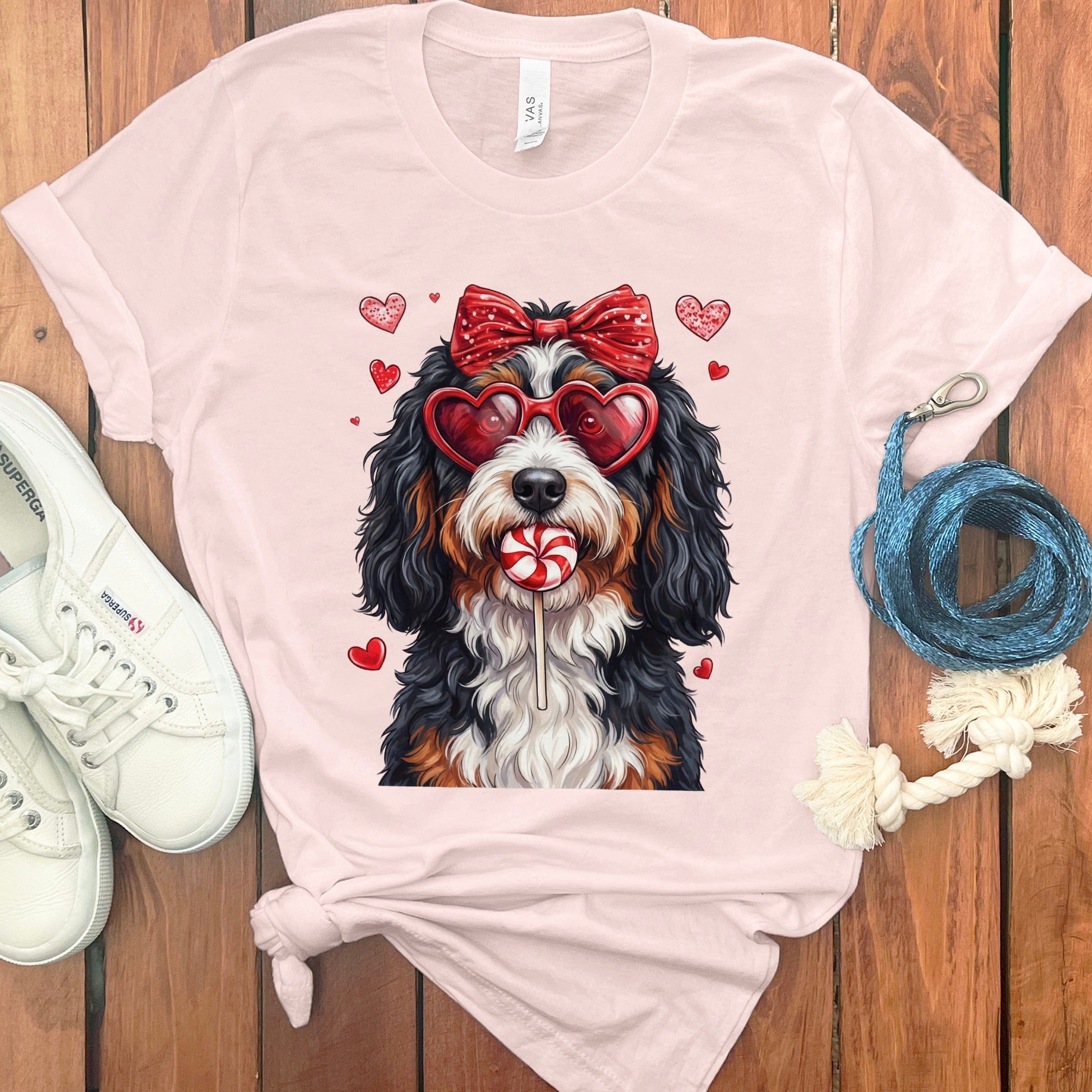Bernedoodle Coquette T-Shirt in Soft Pink / S by Puppy Jo