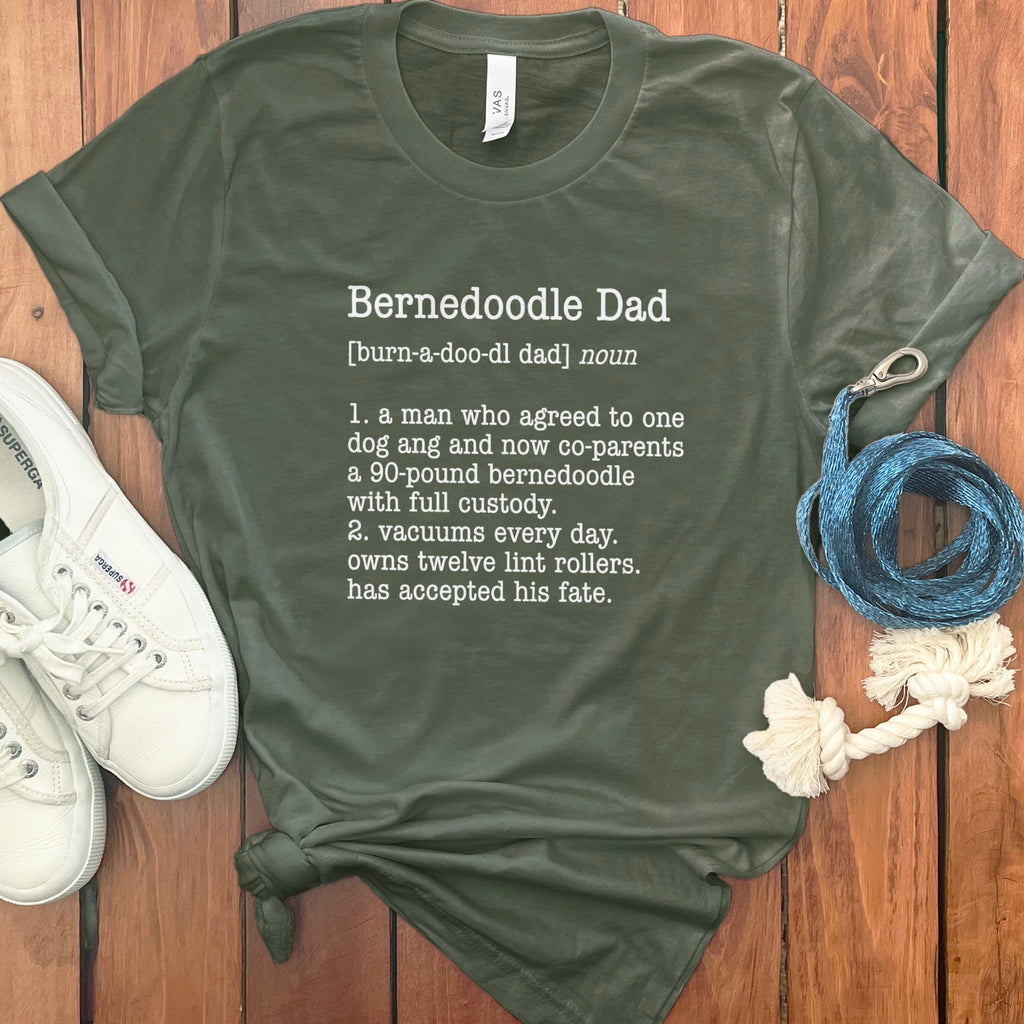 Bernedoodle Dad Dictionary T-Shirt in Military Green / S by Puppy Jo