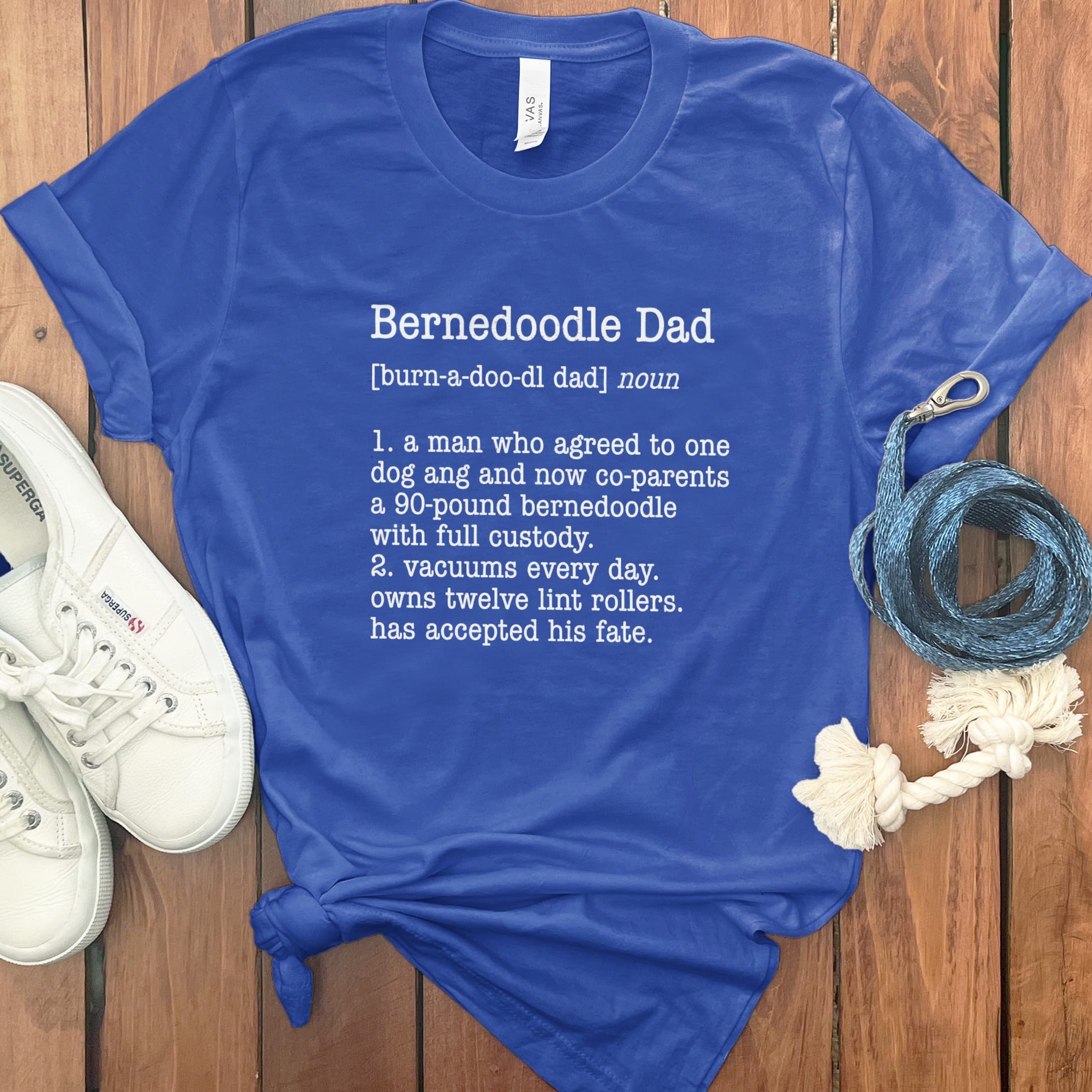 Bernedoodle Dad Dictionary T-Shirt in True Royal / S by Puppy Jo