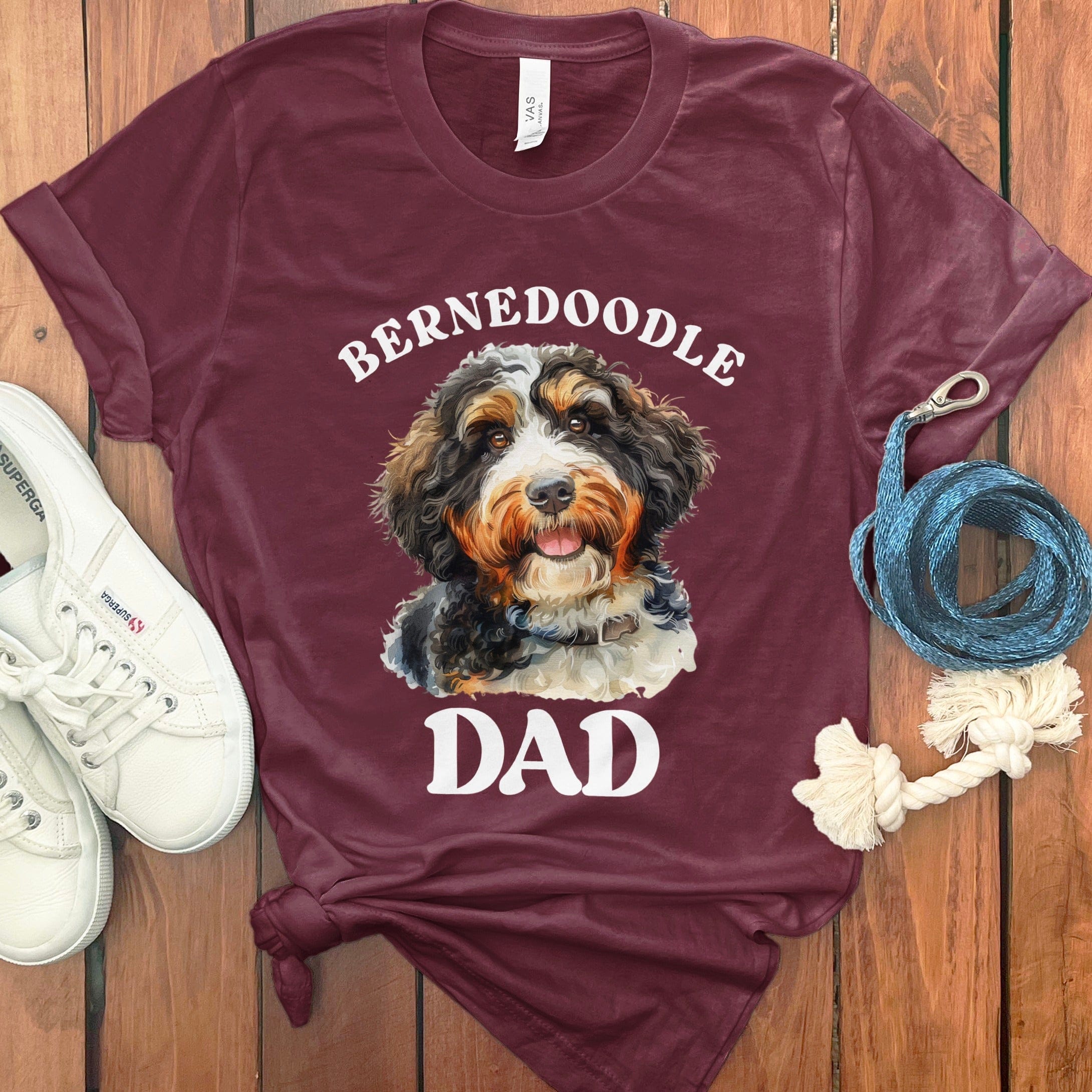 Bernedoodle Dad T-Shirt in Maroon / S by Puppy Jo