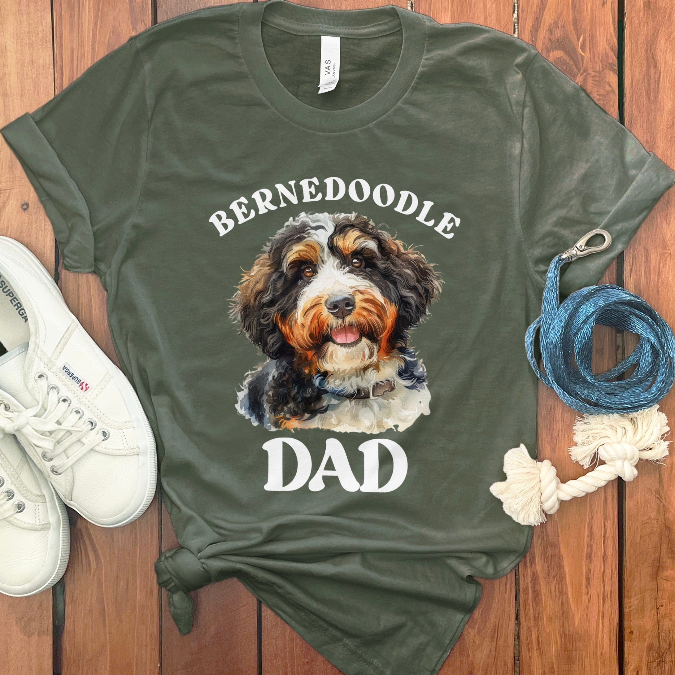 Bernedoodle Dad T-Shirt in Military Green / S by Puppy Jo