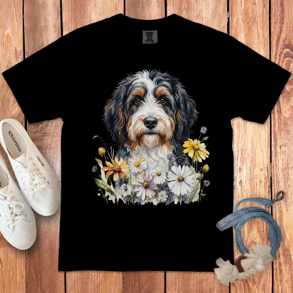Bernedoodle Daisy Signature T-Shirt in Black / S by Puppy Jo