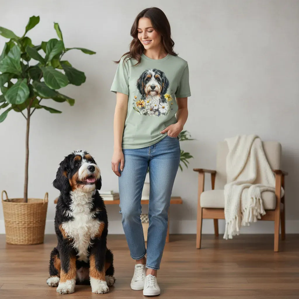 Bernedoodle Daisy Signature T-Shirt in by Puppy Jo