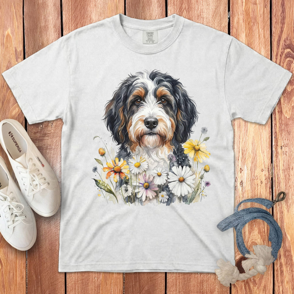 Bernedoodle Daisy Signature T-Shirt in White / S by Puppy Jo