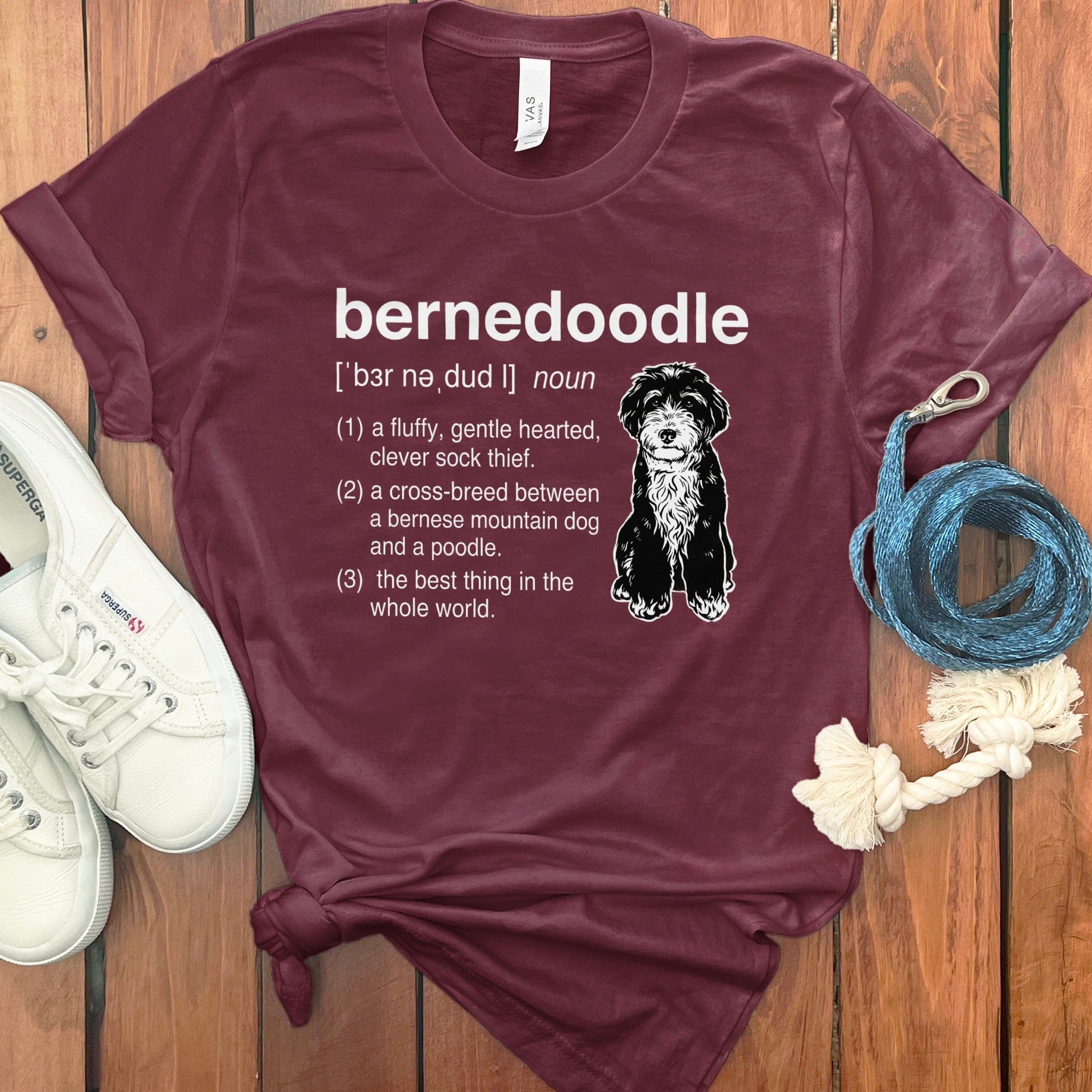 Bernedoodle Definition T-Shirt in Maroon / S by Puppy Jo