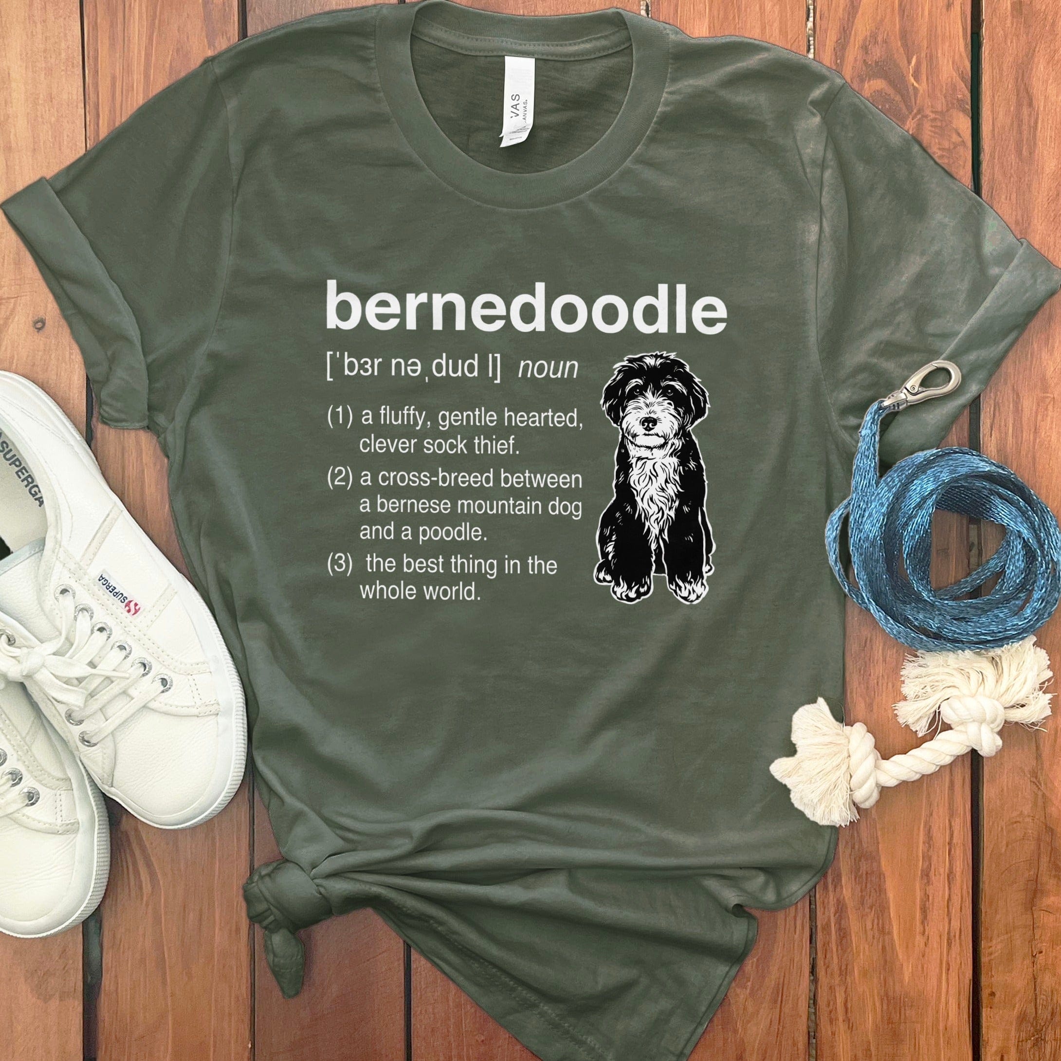 Bernedoodle Definition T-Shirt in Military Green / S by Puppy Jo