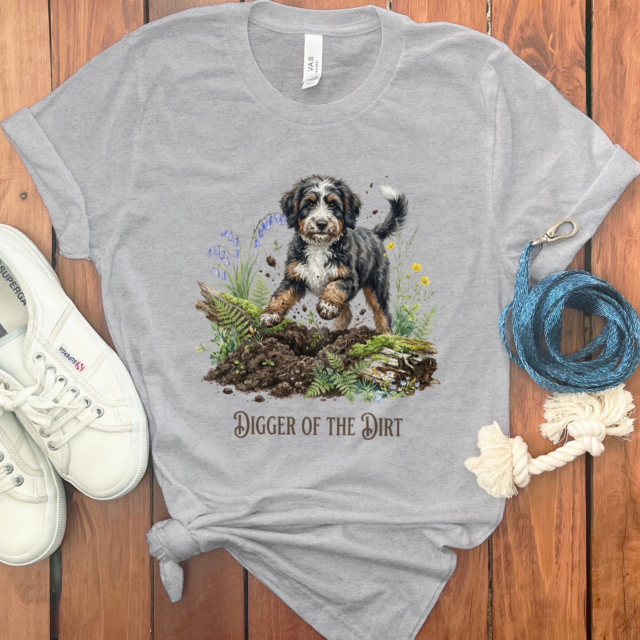 Bernedoodle Dirt T-Shirt in Athletic Heather / S by Puppy Jo