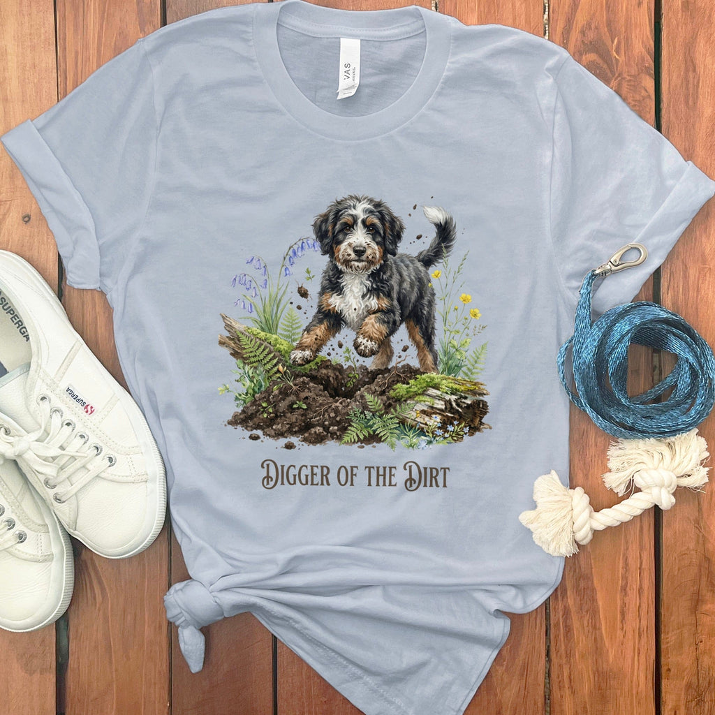 Bernedoodle Dirt T-Shirt in Light Blue / S by Puppy Jo